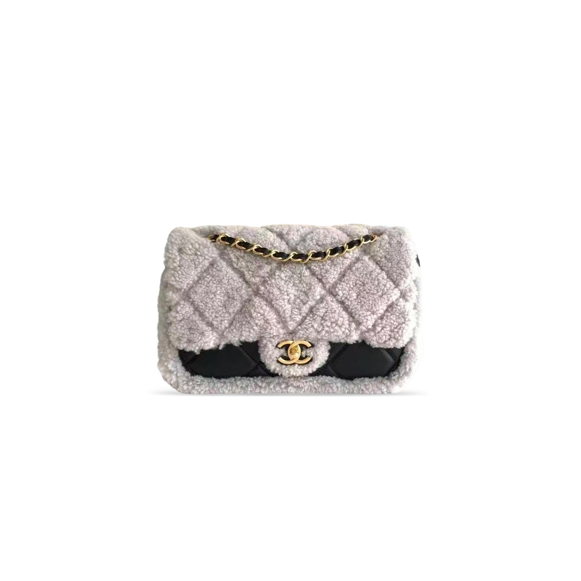CHANEL MASTER SHEARLING LAMBSKIN & GOLD-TONE METAL FLAP BAG AS5148 (18*12*6cm)